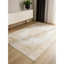 benuta Vintage-Teppich, Creme, Gelb, Kunststoff, Vintage, Rechteckig, & im Style: Elegant, Retro - Pflegeleicht für Wohnzimmer Schlafzimmer