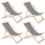 Liegestuhl Strandliege Gartenliege Sonnenliege 4 Stück Grau Buchenholz
