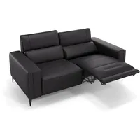 Sofanella 2-Sitzer Leder TERAMO, Relaxsofa, Designsofa, Designer Couch, Italienisches Sofa, 2er Sofa schwarz