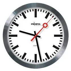 PEWETA Wanduhr Bahnhof weiß silber Aluminium, Ø 30,0 cm