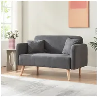 [en.casa] 2-Sitzer Midt 132x70x81 cm Cord Grau