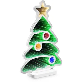 IDENA LED Infinity Mirror Weihnachtsbaum, 13x5,5x22cm batteriebetrieben