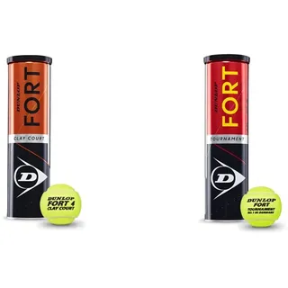 Dunlop Tennisball Fort Clay Court – der Profi auf dem Sandplatz (1x4er Dose) & Dunlop Tennisball Fort Tournament - für Sand, Hartplatz und Rasen (1x4er Dose)