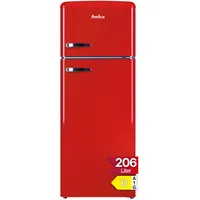 Amica DTR 374 190 R Retro-Kühl-Gefrierkombination (206 l, 1440 mm hoch, Rot)
