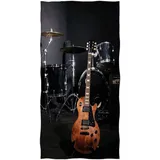 EMENZA Rock and Roll Strandtuch 100 x 200 cm, 3D Gitarren Microfaser Strandtuch Badetuch Groß, Strandtücher Herren Frauen Badetücher, Strandlaken, Handtuch
