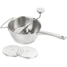 Rosenstein & Söhne Edelstahl-Passiergerät mit 3 Einsätzen, spülmaschinenfest, Ø 20 cm