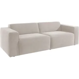 Home Affaire 3-Sitzer HOME AFFAIRE "Noord mit Kedernaht, Breite 232 cm", beige (cream), B:232cm H:71cm T:96cm, 100% Polyester, Sofas, Cord, Struktur, Webstoff, mit Wellenunterfederung, Massivholzrahmen