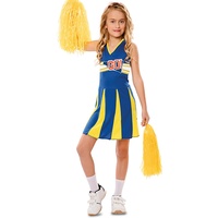 Eurocarnavales Kinder Kostüm Cheerleaderin Blue Arrow Kleid Cheerleader Amerika Karneval (10-12 Jahre)