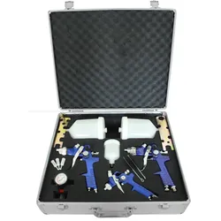 3x HVLP Spraypistole Lackierpistole Set Druckminderer Koffer Spritzpistole Luft