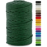 Netuno 1x Makramee-Garn Flaschengrün 3 mm 100 m Baumwollkordel mit Baumwollkern Bastel-Garn Makramee Naturbaumwolle Baumwollgarn Bastelschnur Baumwollschnur Kordel Makramee farbig Macrame Cotton