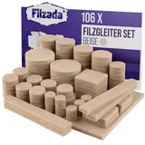 Filzada Filzada® Filzgleiter Selbstklebend Set 106 Stück (Eckig und Rund) - Beige - Profi Möbelgleiter Filz Mit Idealer Klebkraft