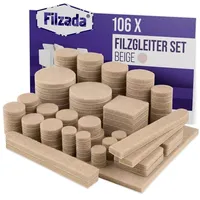 Filzada Filzada® Filzgleiter Selbstklebend Set 106 Stück (Eckig und Rund) - Beige - Profi Möbelgleiter Filz Mit Idealer Klebkraft