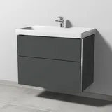 Sanipa 3way Waschtischunterbau für Keramik-Waschtisch Avento 80 cm, 2 Auszüge mit Griffleisten, Badmöbel,