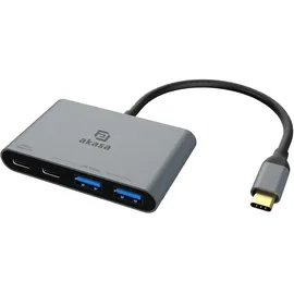 Akasa 2+2 Port USB-Hub mit USB-C® Stecker, mit Schnellladeport Aluminium (eloxiert) AK-CBCA31-18BK USB Type-C 4-In-1 Hub