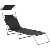 Beliani Gartenliege Schwarz Silber 58x205x80