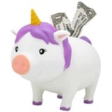 LILALU Sparschwein Einhorn Weiss BIGGYS - Spardose groß - Kopf drehbar - Sparschwein groß - Sparbox Sparbüchse Münzeinwurf - Spardose lustig Piggy Bank Unicorn - Lustige Spardose Tresor