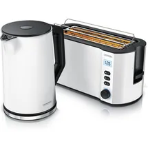 Arendo Frühstücks-Set Wasserkocher 1,7 l Weiß