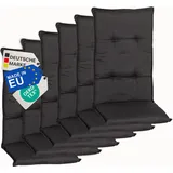 NYVI Gartenstuhl Auflagen Hochlehner 6er Set Barcelona - UV-Beständig, Atmungsaktiv, Strapazierfähig - Hochlehnerauflagen Sitzkissen Outdoor - Sitzauflagen für Gartenstühle 118x50cm Dunkelgrau