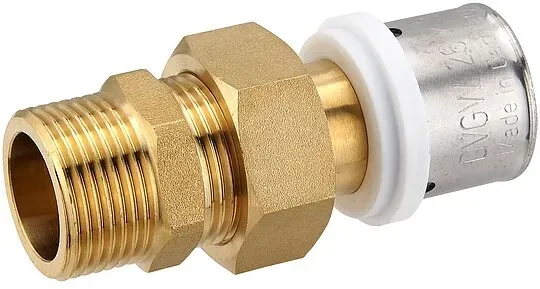Pressfitting-Verschraubung 26 x 3,0 mm - 3/4 Zoll Außengewinde flachdichtend für MV-Rohr