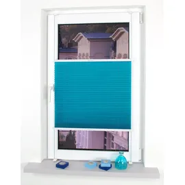 LIEDECO Klemmfix Plissee verspannt 90 x 150 cm blau