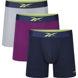 Reebok Boxer "TULLY", Herren, Gr. S, bunt (aubergine, grau, vector, navy), Obermaterial: 92% Polyester, 8% Elasthan, unifarben, eng, Unterhosen, basic, bequem, weich, mit Logo, breiter Bund