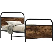 vidaXL Metallbett ohne Matratze Räuchereiche 140x190 cm