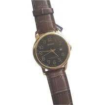 Casio MTP-V002GL-1B Analog Gold Schwarz mit Datum Leder