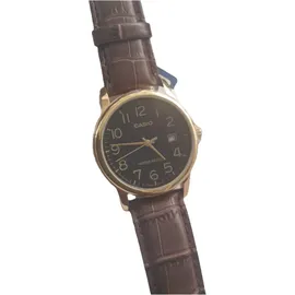 Casio MTP-V002GL-1B Analog Gold Schwarz mit Datum Leder