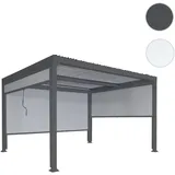 Alu Pergola HWC-L41 mit 3x Seitenwand, Lamellen-Pavillon, stabiles 8cm-Metall-Gestell 3x3,7m ~ anthrazit