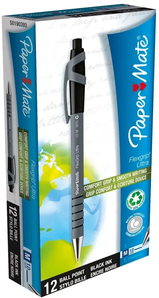 Papermate FlexGrip Ultra RT Schwarz Clip-on-Einziehkugelschreiber Medium 12 Stück(e)