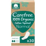 Carefree Slipeinlage 100% Organic Cotton Topsheet Normal (30 Stück), aus 100% zertifizierter Bio-Baumwolle für ein natürliches, frisches Gefühl, Größe Normal