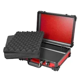 HMF 15502-03 Transportkoffer mit Rasterschaumstoff, Universalkoffer, 39 x 29 x 12 cm, Rot