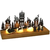 Advent Kerzenhalter, Teelichthalter Adventskranz für 4 Kerzen, Kerzenständer Weihnachten Metall mit Holz Haltern, Kerzentablett für Tischdeko Adventsdeko Weihnachtsdeko