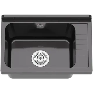 QLS Ausgussbecken Spülbecken Becken Kammer Garten Waschraum Werkstatt 10871 - Schwarz