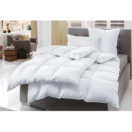 Haeussling Daunenbettdecke + Kopfkissen "Swiss Royal", weiß, B/L: 135cm x 200cm Anzahl Teile 1, B/L: 40cm x 80cm Anzahl Teile 1, Bezug: Baumwolle Füllung: Entendaune/-feder, warm, Bettdecken Bezug: 100% Baumwolle. Kopfkissen Bezug: 100% Baumwolle.