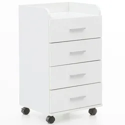 Kadima Design Rollcontainer `Isonzo`: 4 Schubladen, Ablagefläche, Rollen, Melaminharz-Beschichtung, flexibel und mobil. Weiß, 40x33x71 cm