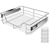 KESSER® Teleskopschublade 4er Set 60cm Schrankbreite verchromt aus Edelstahl Schubladeneinsatz für Küchenschrank Korbauszug Schrankauszug, Silber