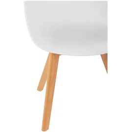 FROMM & STARCK Stuhl 2er Set Lehnstuhl weiß Kunststoff Holzbeine Buche bis 150 kg Designstuhl