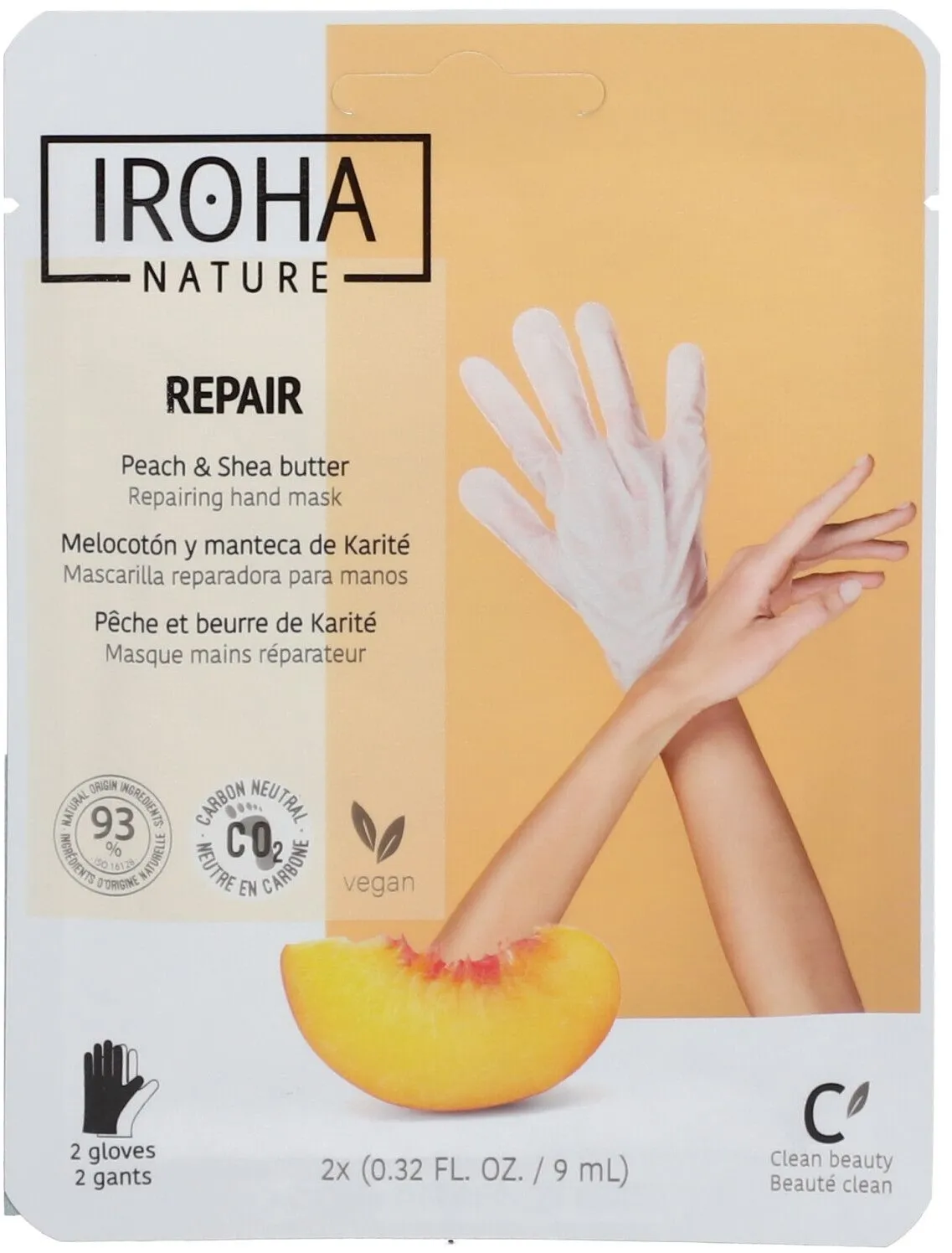 Iroha Nature Reparierende Maskenhandschuhe Peach