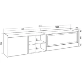 SKRAUT HOME Lowboard 212x50x35 cm Beige Holzwerkstoff