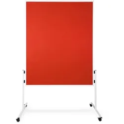KARAT Moderationstafel Einteilig mit Filzbezug - Rollen mit Feststellbremsen / 120 x 150 cm, Rot