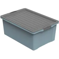 Rotho Compact Aufbewahrungsbox 38l mit Deckel, Kunststoff, blau