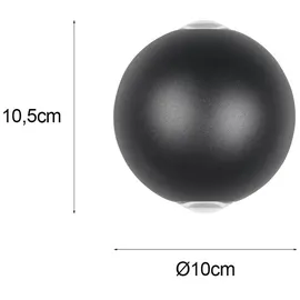 meine wunschleuchte 2er SET kleine LED Außenwandleuchten, Up and Down Außenleuchten Schwarz Ø 10cm