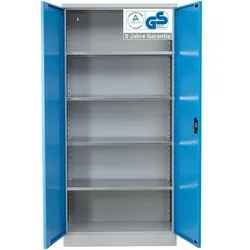 PROREGAL Stahlschrank BEE mit 10 lackierten Fachböden | HxBxT 195x92x50cm | Grau-Lichtbau | Werkstattschrank Werkzeugschrank Aktenschrank