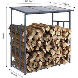 ML-Design Kaminholzregal Anthrazit, Metall 70.5x145x145.3 cm,