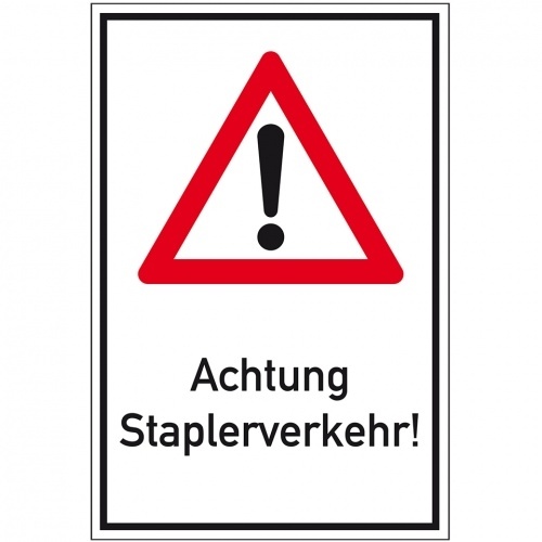 Schild I Kombischild Gefahrenstelle, Achtung Staplerverkehr, Nr.101, Aluminium, 400x600mm