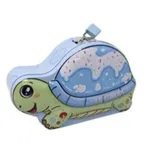 Spardose aus Metall, Schildkrötenform, mit Schloss, lustige Spardose, große Größe für Jungen und Mädchen (blau)