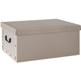 Home4You Aufbewahrungsbox, Beige - Schwarz - Papier - 37 x 51 cm - mit Griffen