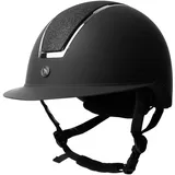 Horze Damen Reithelm Monarch Metallic Glitzer, CE EN 1384:2023, größenverstellbarer Reiterhelm, Schwarz, 55/57