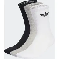 adidas Trefoil Cushion Crew Socken 3 Paar Weiß/Medium Grau Heather/Schwarz 37-39